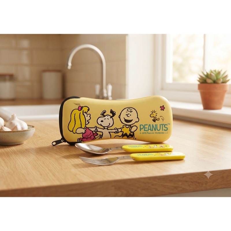 Snoopy 史努比 兒童兩件式叉匙潛水布套組-細節圖2