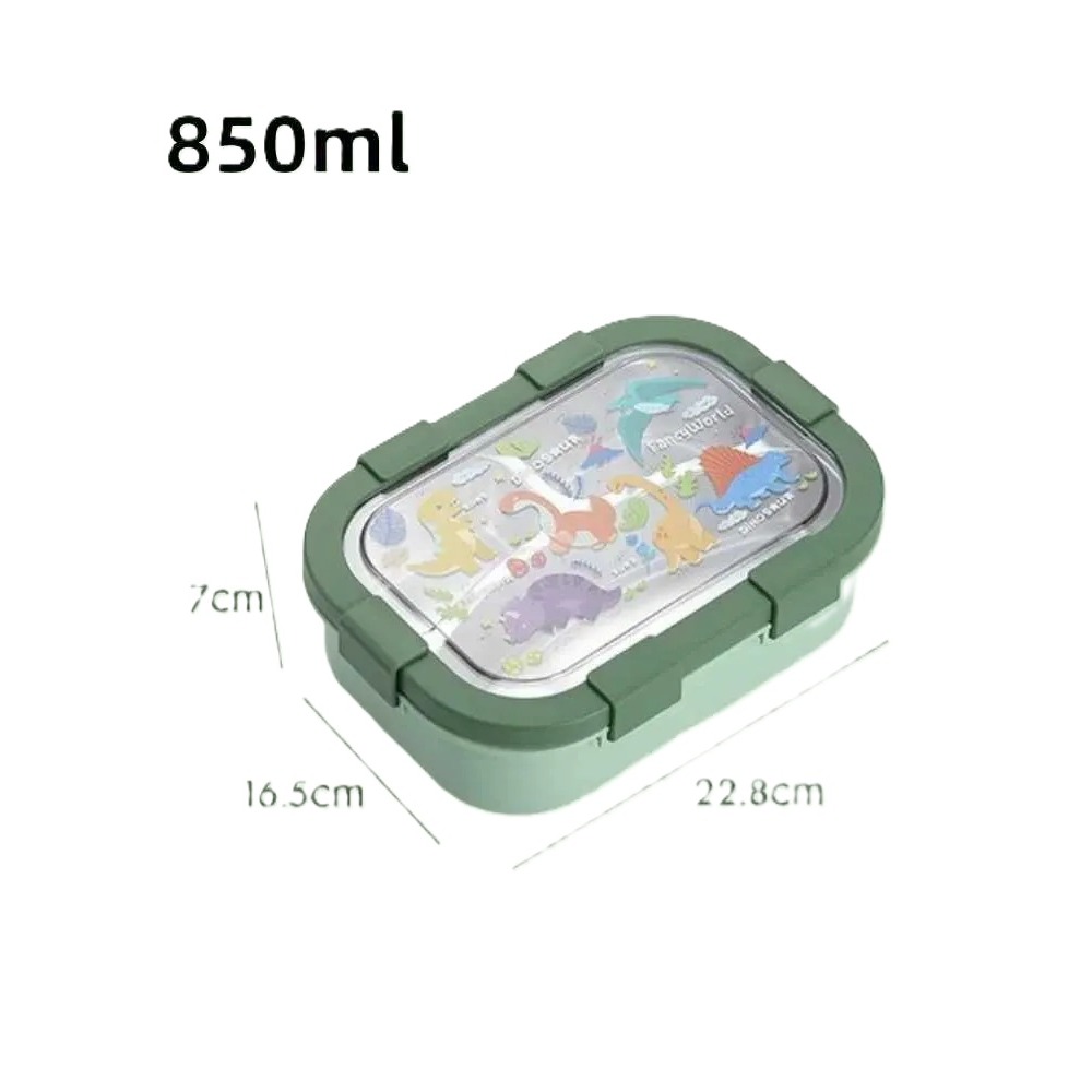 Q特304不鏽鋼 三格隔熱餐盒 (附叉匙) 太空人/恐龍-細節圖4