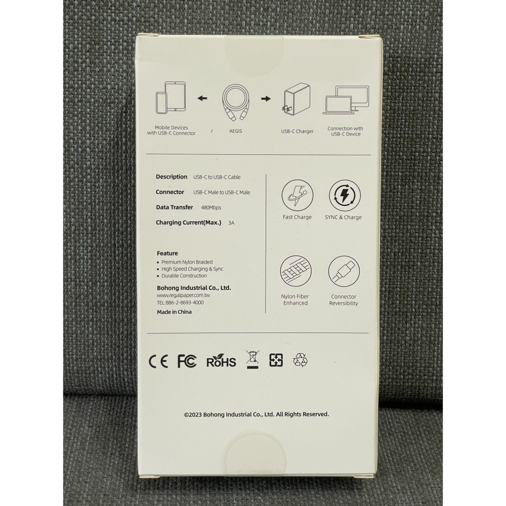 神盾 USB-C to USB-C 充電線 1.5M TYPE-C 60W 3A-細節圖3