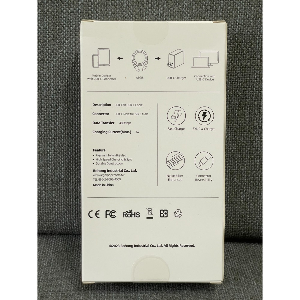 神盾 USB-C to USB-C 充電線 1.5M TYPE-C 60W 3A-細節圖3