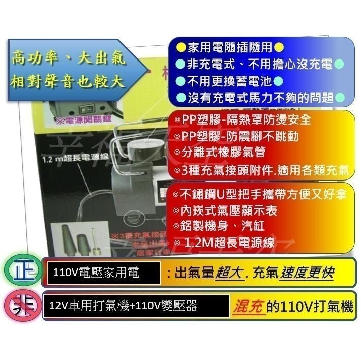 大功率 110V電動打氣機 110V家用打氣機 家用電動打氣機 車用電動打氣機 充氣機 非- 小米 米家 米其林 打氣機-細節圖7