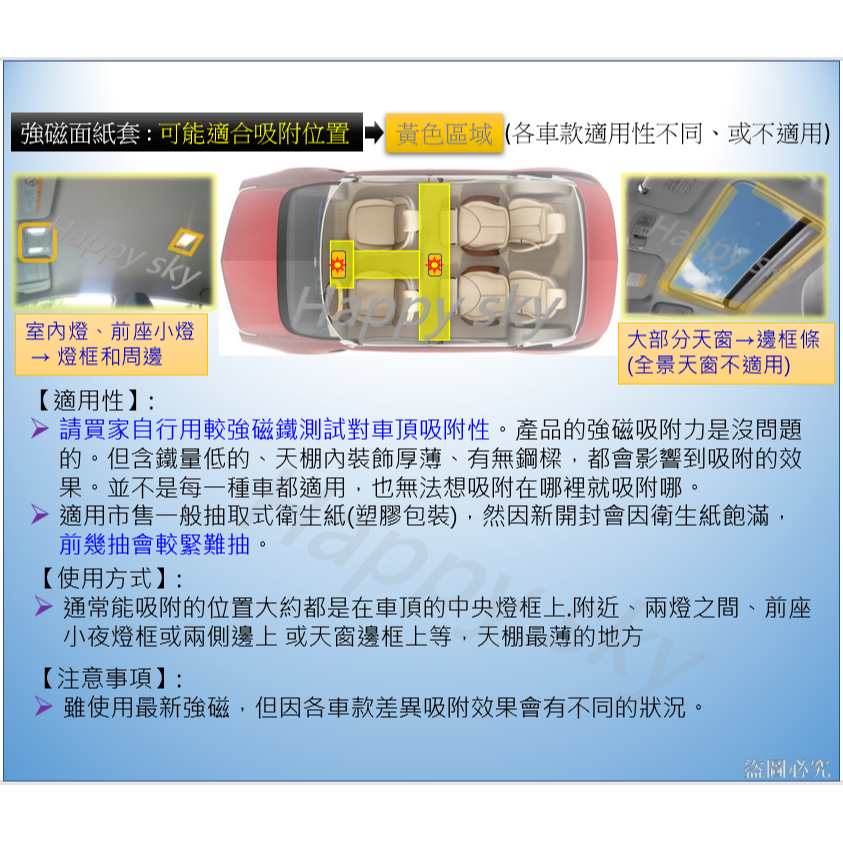 【台灣製造】 磁吸面紙盒 吸頂面紙盒 磁鐵面紙盒 衛生紙盒 車用面紙盒 磁吸式面紙盒 家用 面紙套 汽車 車頂 車泊-細節圖5