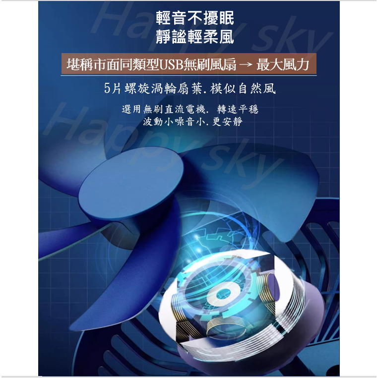 最新風大音輕 USB風扇 6吋 檯夾2用風扇 桌上型風扇 夾式電風扇 夾扇 超靜音 風扇 車宿 車用 露營風扇-細節圖3