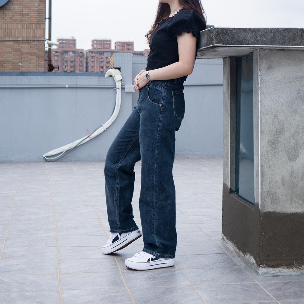 RayRayStephanie 小隻女褲長！復古灰藍交叉腰牛仔褲-細節圖5