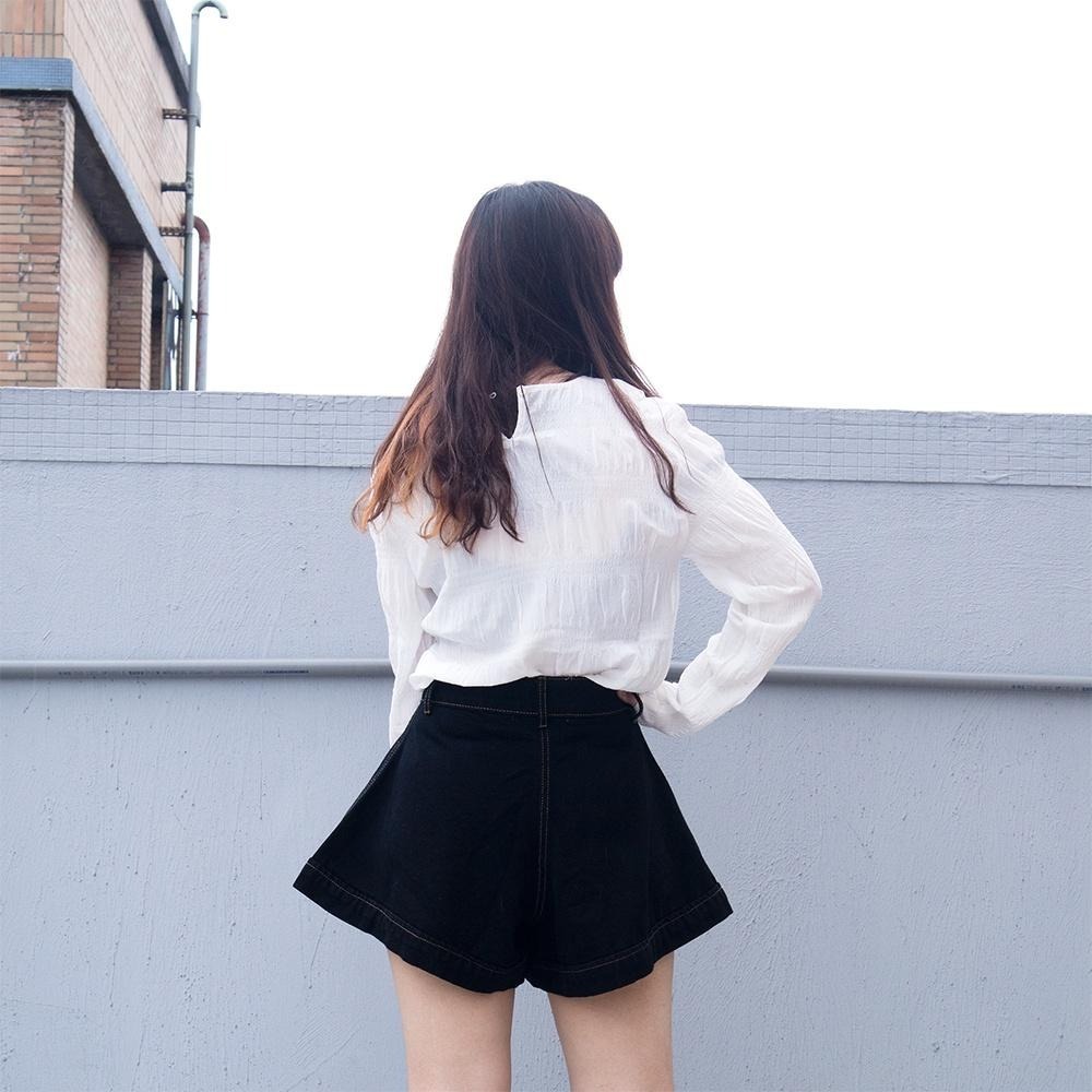 RayRayStephanie 皺褶雪紡短版透膚上衣-細節圖6