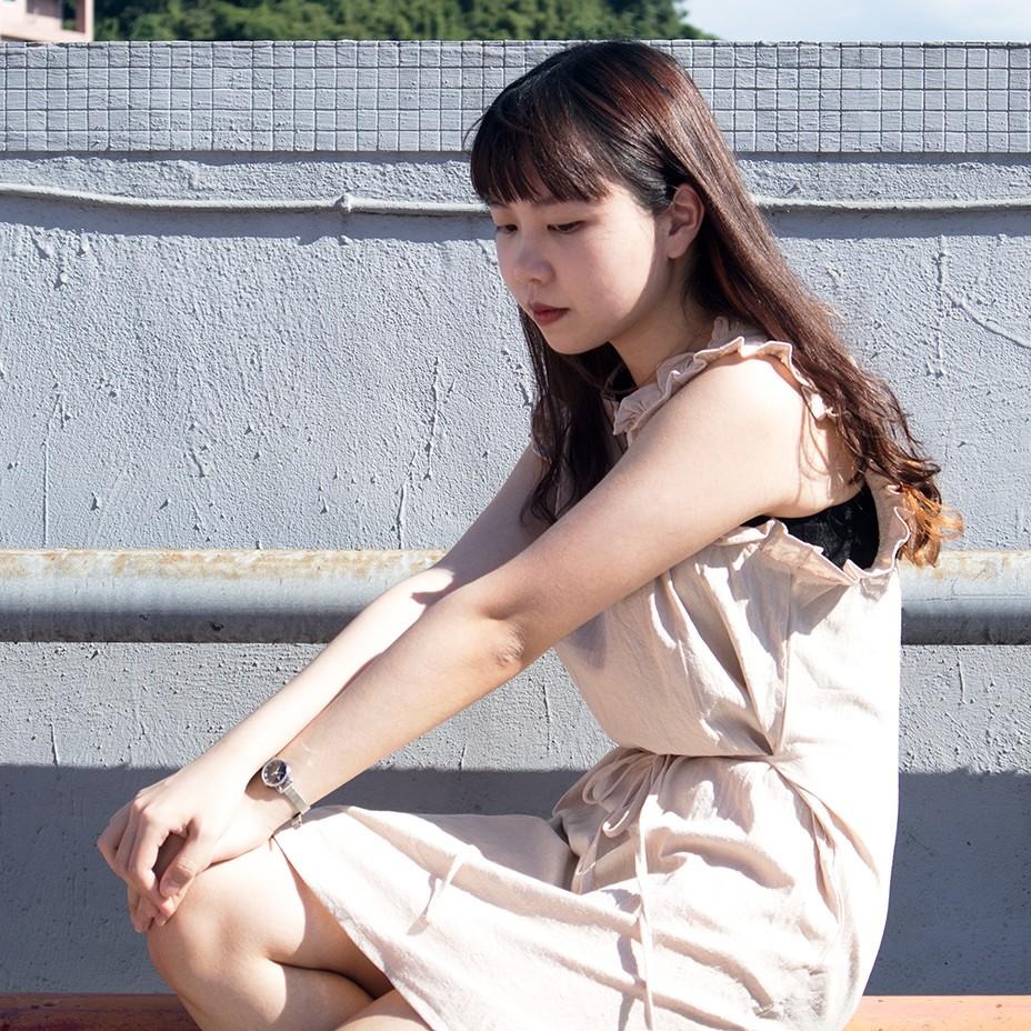 RayRayStephanie 棉麻木耳邊無袖綁帶連身裙(杏)-細節圖2