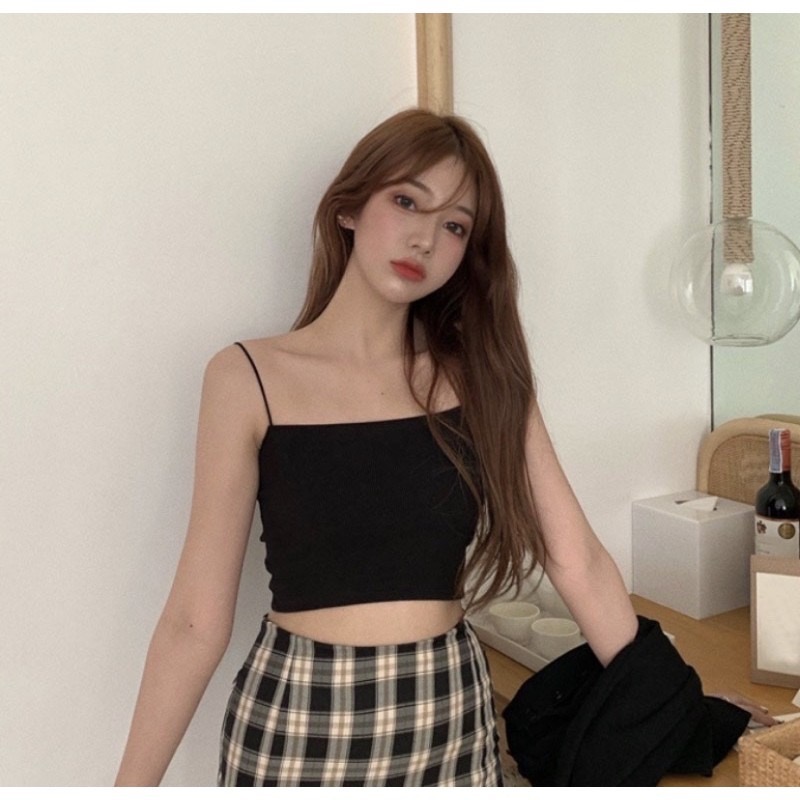 現貨秒出小背心 短款吊帶外穿性感小背心 小可愛 純色露肩學生休閒修身上衣女-細節圖2