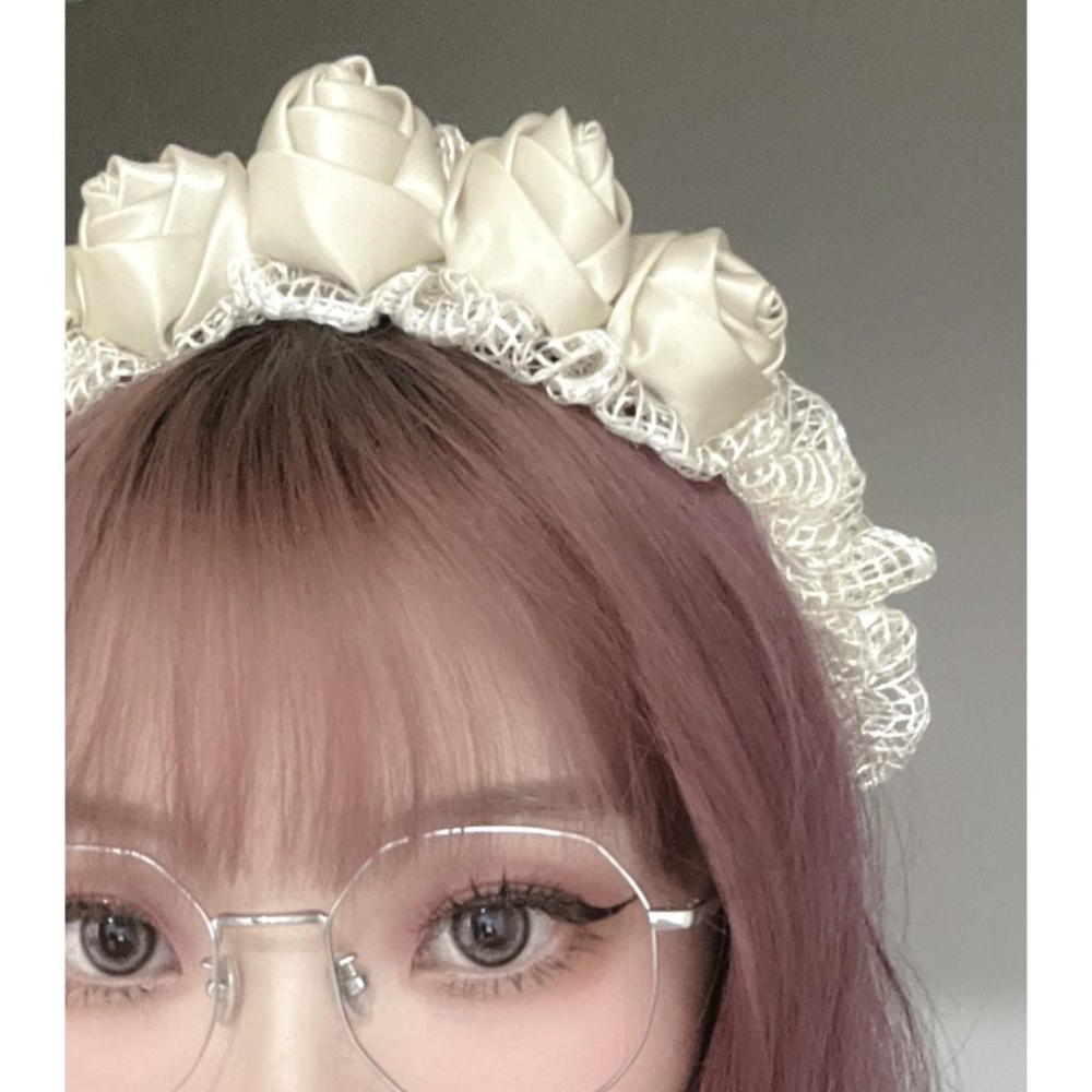 💖猫日屋💖日系高級綢緞緞面玫瑰花仙女髮箍-細節圖3