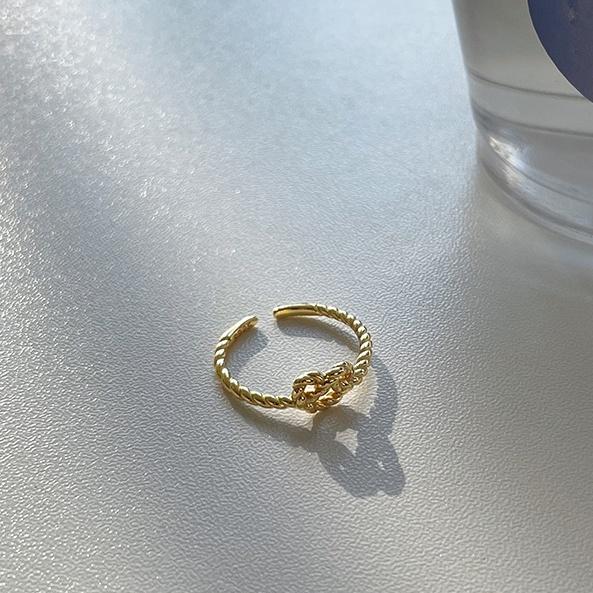 現貨💖猫日屋💖925s 純銀 麻花繩結開口戒指-細節圖8