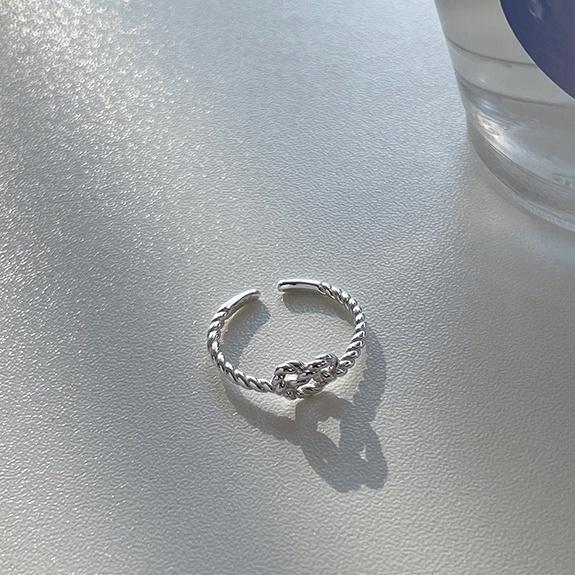 現貨💖猫日屋💖925s 純銀 麻花繩結開口戒指-細節圖9