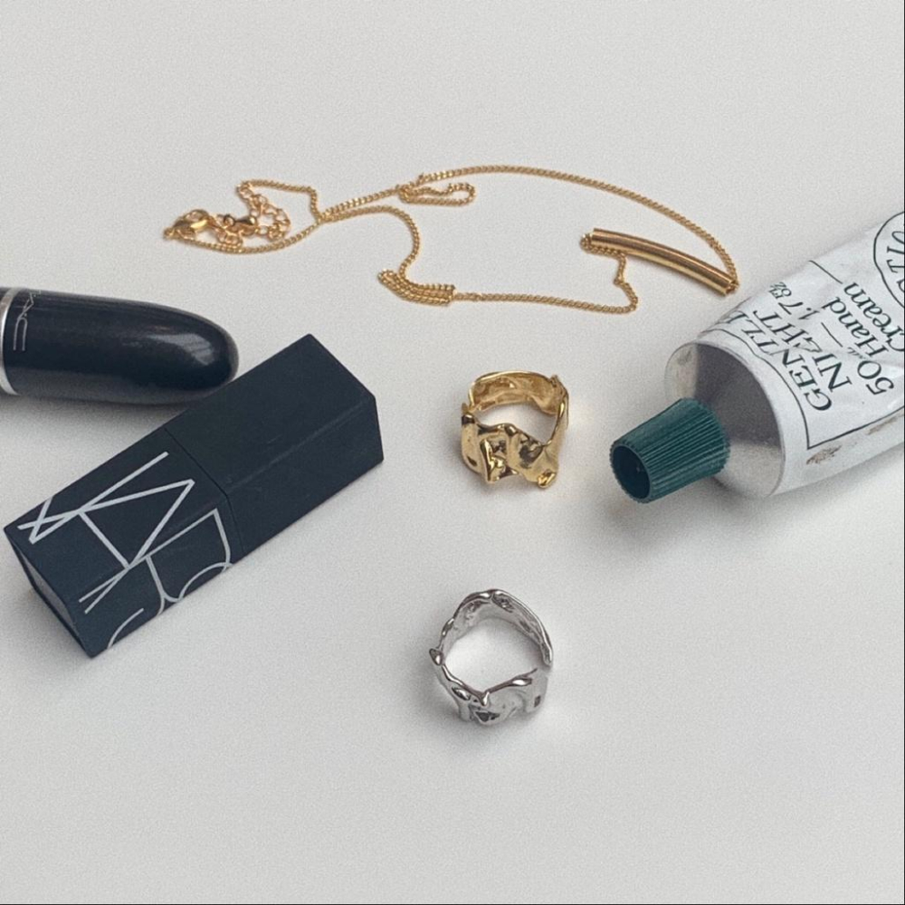 現貨💖猫日屋💖正韓🇰🇷 日雜金屬感不規則金屬戒指-細節圖7