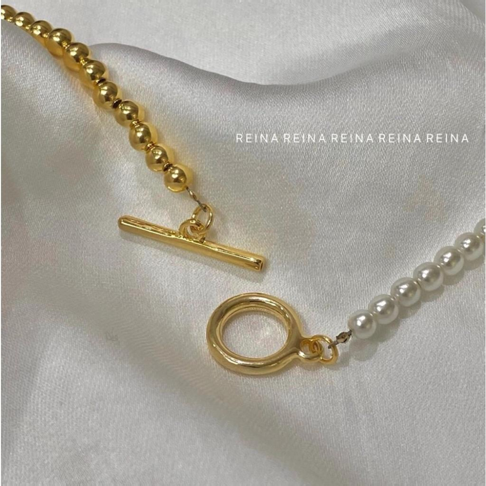 現貨💖猫日屋💖正韓🇰🇷 氣質復古珍珠拼接鎖骨鍊-細節圖6