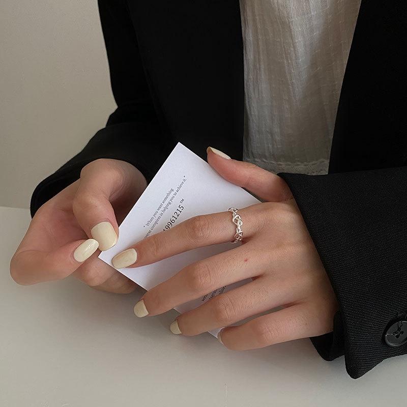 現貨💖猫日屋💖 🇰🇷 925s 日韓愛心麻花繩結開口戒指-細節圖7