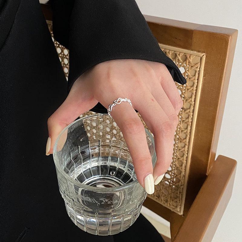 現貨💖猫日屋💖 🇰🇷 925s 日韓愛心麻花繩結開口戒指-細節圖9