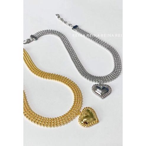 現貨💖猫日屋💖正韓🇰🇷 法式宮廷感金屬愛心鎖骨鍊-細節圖4