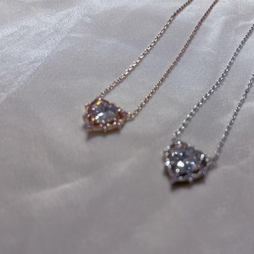 現貨💖猫日屋💖正韓🇰🇷 唯美動人愛心水鑽氣質項鍊-細節圖3