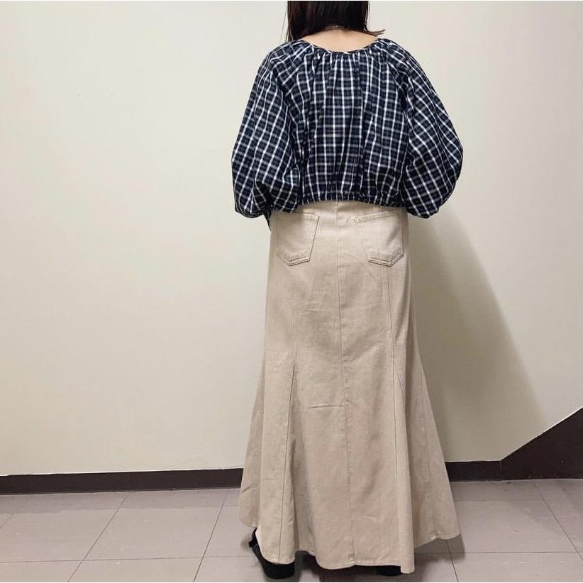 現貨💖猫日屋💖日系必備復古甜美純棉牛仔魚尾長裙-細節圖7