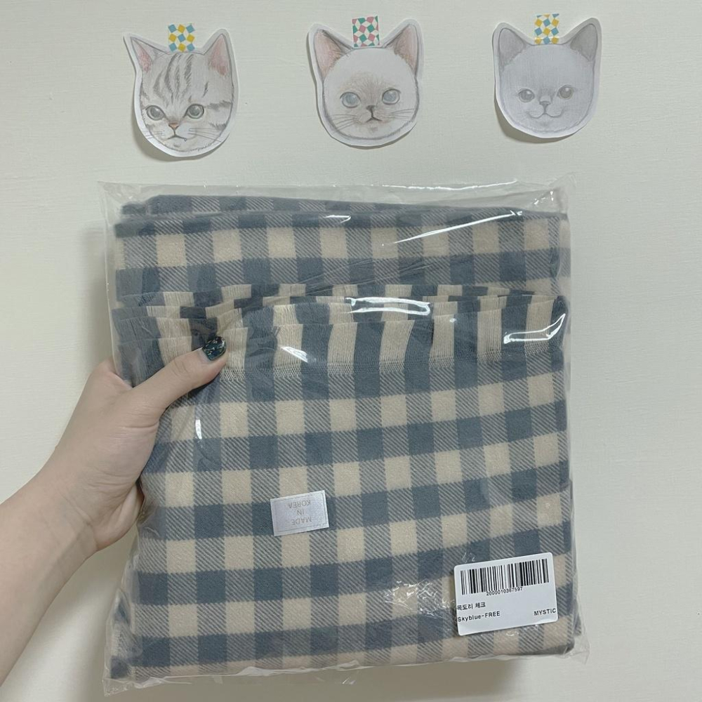 現貨💖猫日屋💖 正韓🇰🇷 純羊毛格紋甜美圍巾-細節圖6