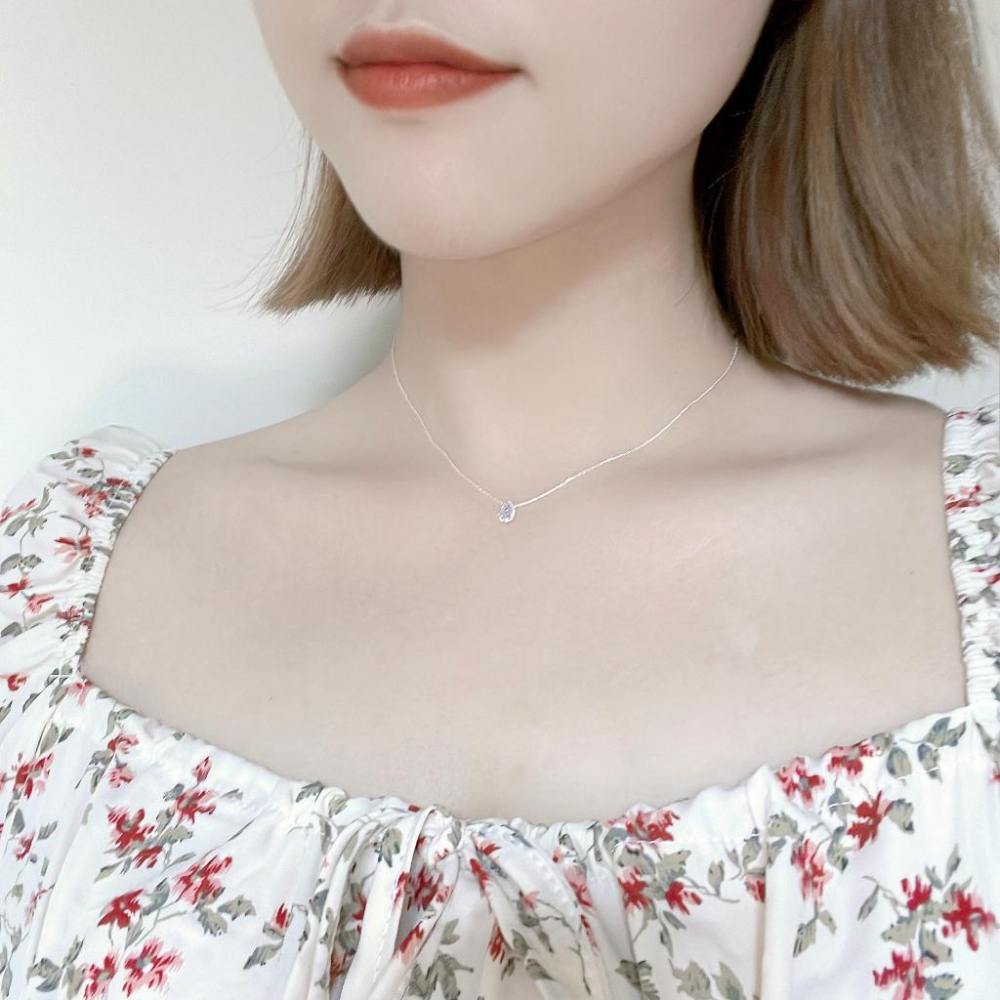 現貨💖猫日屋💖正韓🇰🇷 925純銀 日常氣質款 唯美水滴水鑽極細鎖骨鍊-細節圖9