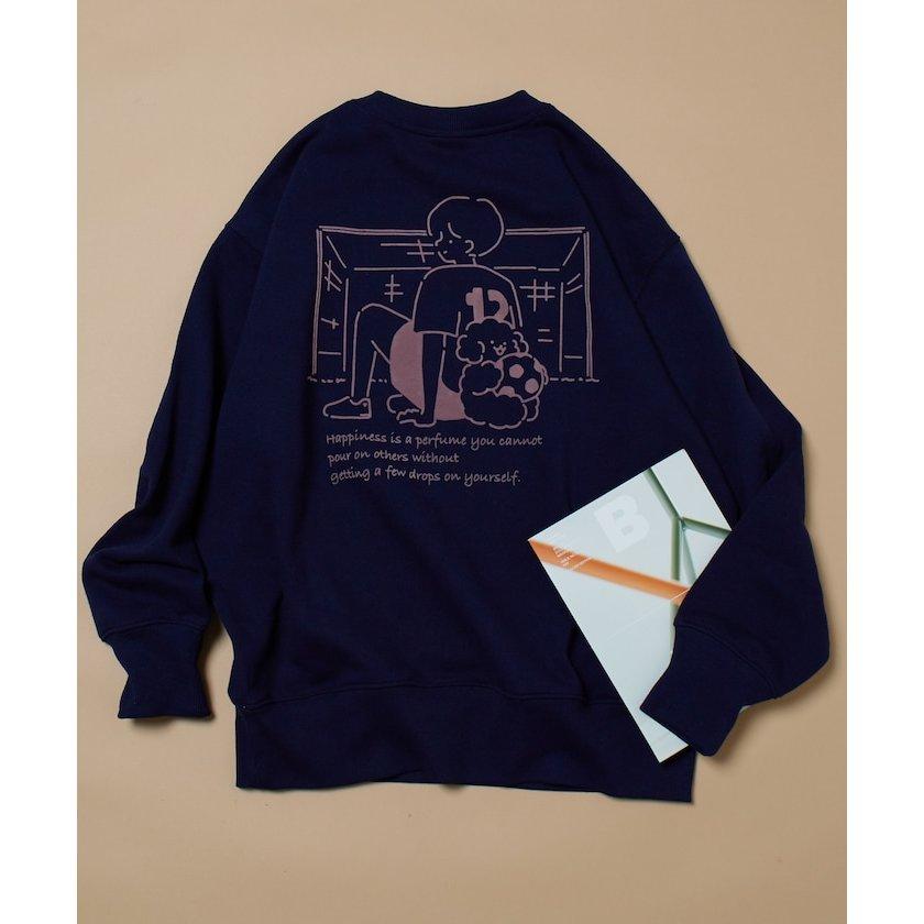 現貨 猫日屋🇯🇵日單FREAK＇S STORE/tombonia線條小狗聯名款足球印花植絨圓領長袖T 編號ZA2436-細節圖3