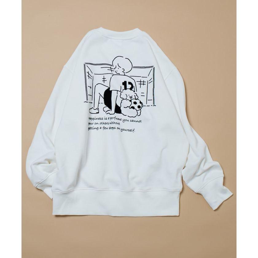 現貨 猫日屋🇯🇵日單FREAK＇S STORE/tombonia線條小狗聯名款足球印花植絨圓領長袖T 編號ZA2436-細節圖5