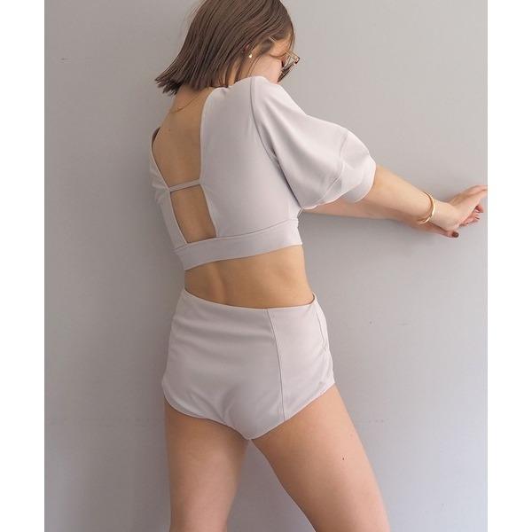 現貨 猫日屋🇯🇵日單CAPRICIEUX LE＇MAGE / 3標齊全~日系方領泡泡袖小露背夏日泳衣 編號ZA2428-細節圖6