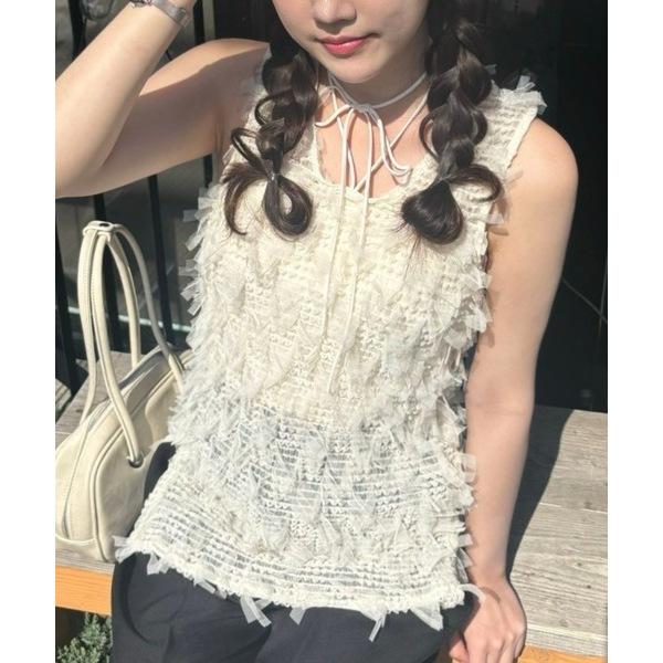 現貨 猫日屋🇯🇵日單Birthday room / 3標齊全~ 日系網紗流蘇綁帶外搭大彈力背心 編號ZA2389-細節圖4