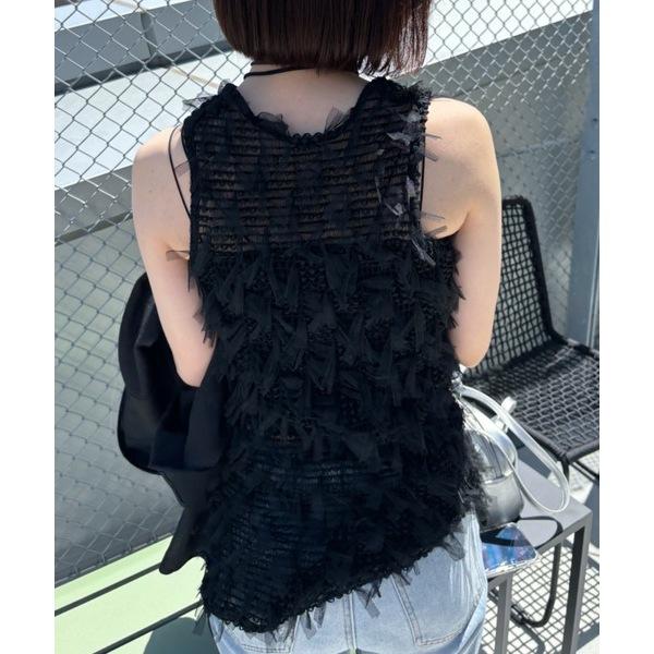 現貨 猫日屋🇯🇵日單Birthday room / 3標齊全~ 日系網紗流蘇綁帶外搭大彈力背心 編號ZA2389-細節圖7