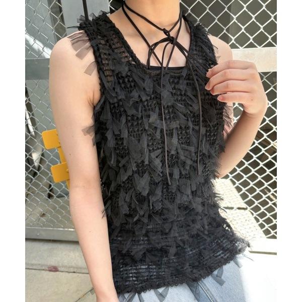 現貨 猫日屋🇯🇵日單Birthday room / 3標齊全~ 日系網紗流蘇綁帶外搭大彈力背心 編號ZA2389-細節圖8