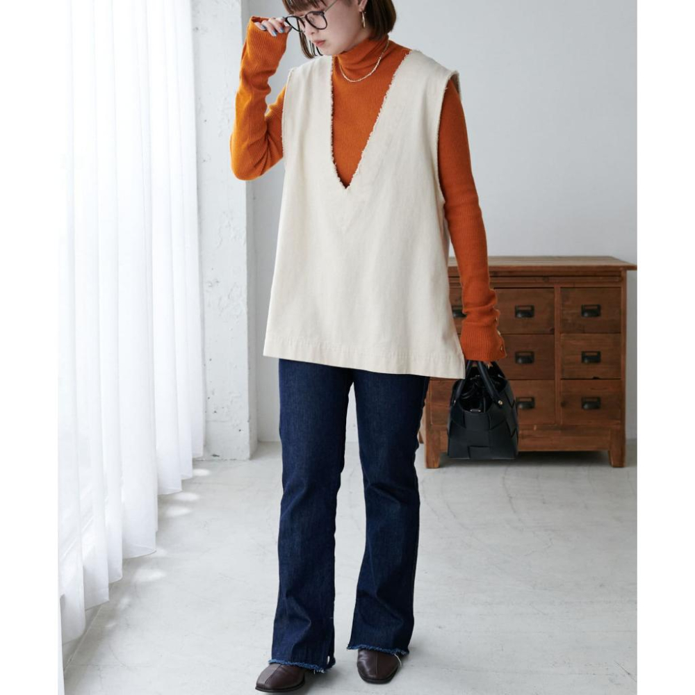 現貨 猫日屋🇯🇵日單DISCOAT / 有標~ 日系V領棉質鬚毛疊穿外搭背心 編號ZA2301-細節圖5