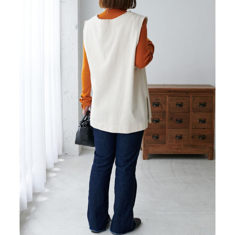 現貨 猫日屋🇯🇵日單DISCOAT / 有標~ 日系V領棉質鬚毛疊穿外搭背心 編號ZA2301-細節圖7