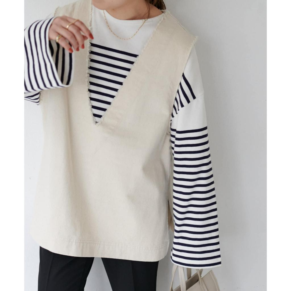 現貨 猫日屋🇯🇵日單DISCOAT / 有標~ 日系V領棉質鬚毛疊穿外搭背心 編號ZA2301-細節圖9