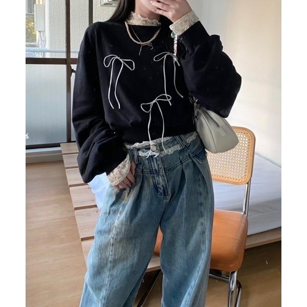 現貨 猫日屋🇯🇵日單nemne store / 部分有標~ 日系立體蝴蝶結圓領短版套頭上衣T恤 / 編號ZA2277-細節圖2