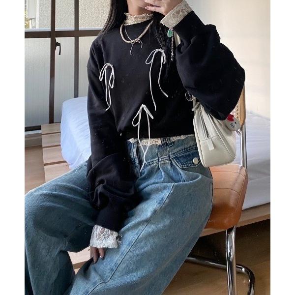 現貨 猫日屋🇯🇵日單nemne store / 部分有標~ 日系立體蝴蝶結圓領短版套頭上衣T恤 / 編號ZA2277-細節圖4