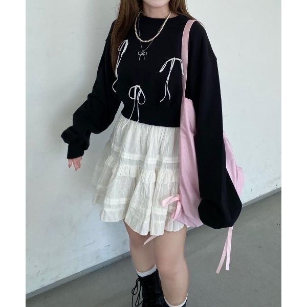 現貨 猫日屋🇯🇵日單nemne store / 部分有標~ 日系立體蝴蝶結圓領短版套頭上衣T恤 / 編號ZA2277-細節圖8