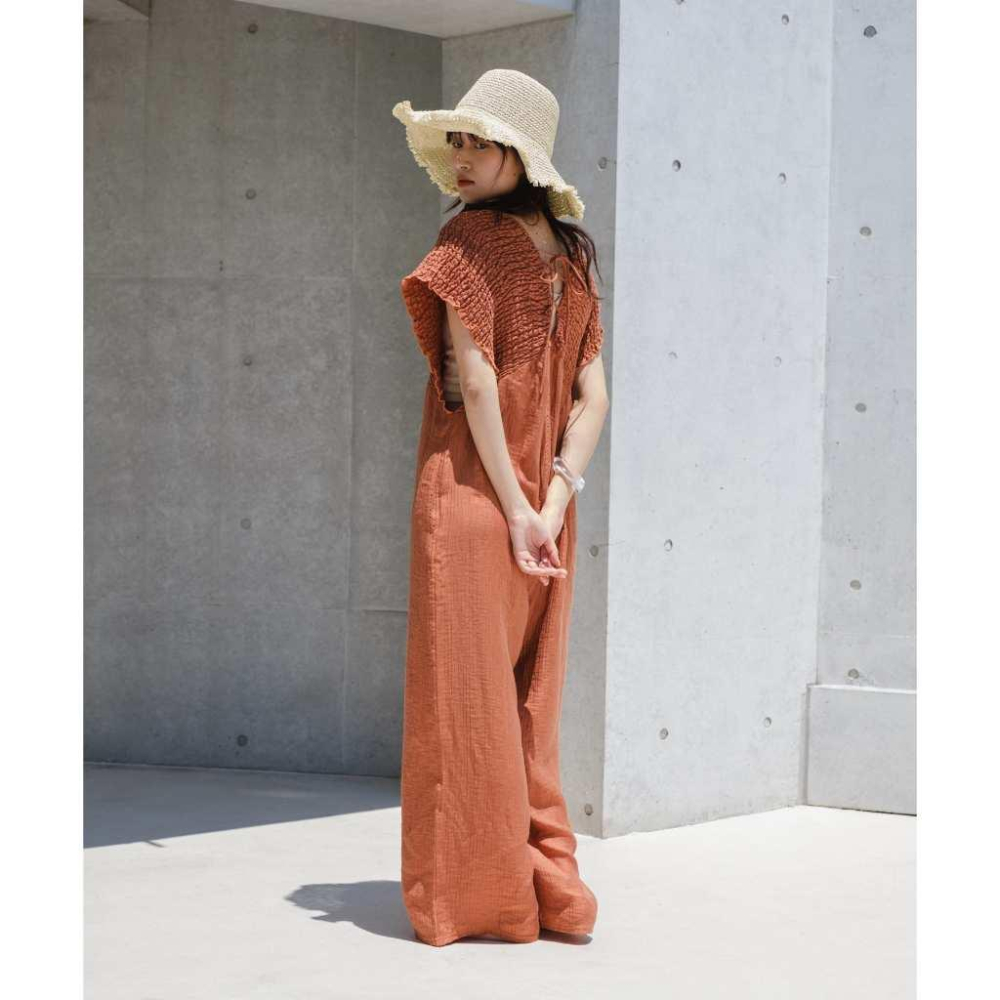 現貨 猫日屋🇯🇵日單Kastane / 3標齊全~ 日系橘色皺皺設計一件式連體褲 編號ZA2275-細節圖3