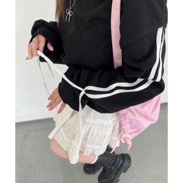 現貨 猫日屋🇯🇵日單nemne store / 部分有標~ 日系短版運動風元素蝴蝶結綁帶圓領套頭上衣 編號ZA2272-細節圖5