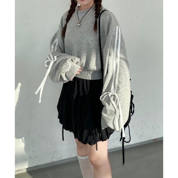 現貨 猫日屋🇯🇵日單nemne store / 部分有標~ 日系短版運動風元素蝴蝶結綁帶圓領套頭上衣 編號ZA2272-細節圖8