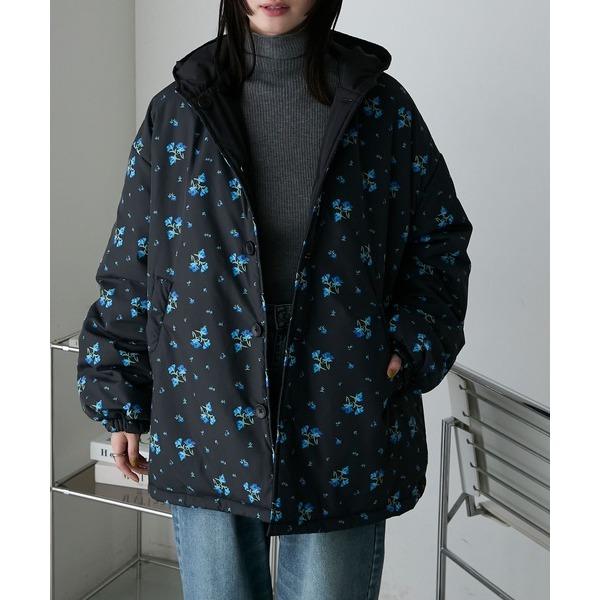 現貨 猫日屋🇯🇵日單forksy. / 3標齊全 日系正反2穿小碎花連帽寬鬆夾棉夾克外套 編號ZA2259-細節圖2