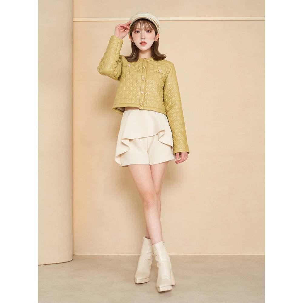 現貨 / 猫日屋💖日單Darich💖有標~ 1萬9日圓 !!! 日系甜美無領輕量壓摺合身皮外套 編號ZA1947-細節圖3