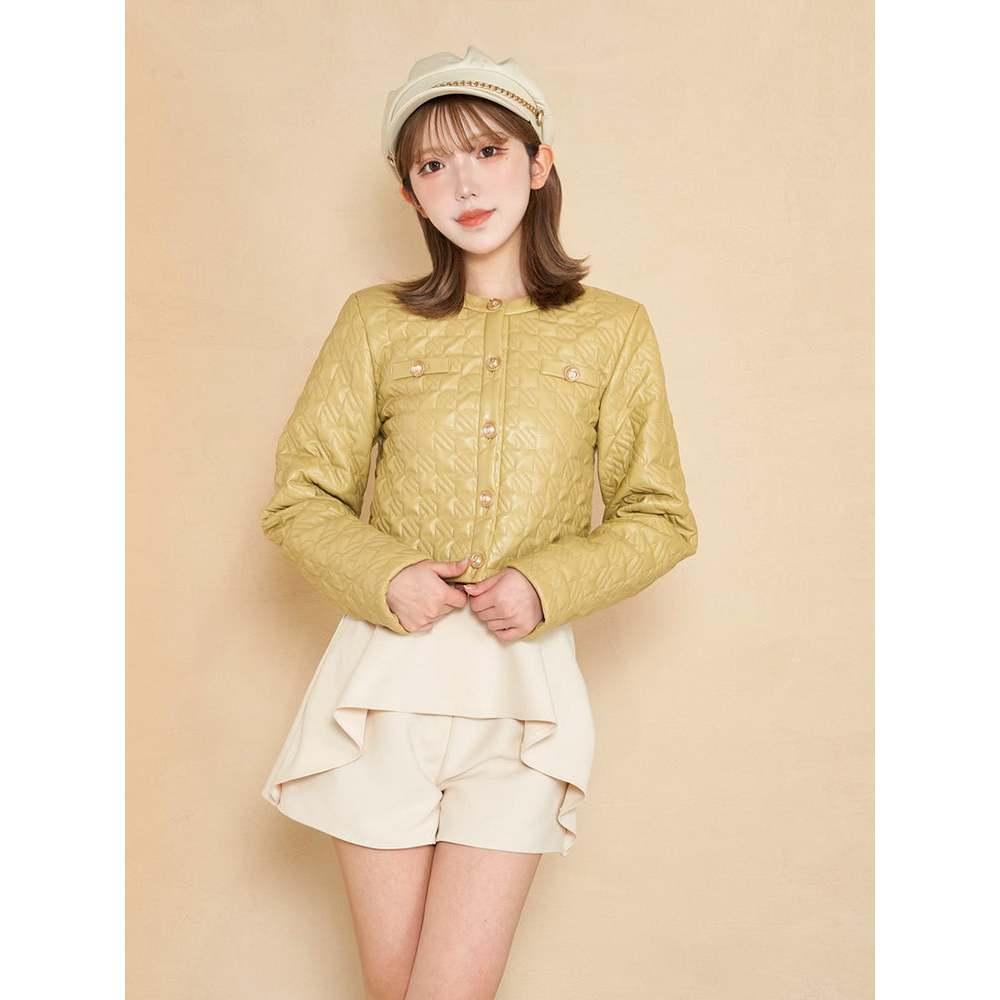 現貨 / 猫日屋💖日單Darich💖有標~ 1萬9日圓 !!! 日系甜美無領輕量壓摺合身皮外套 編號ZA1947-細節圖5