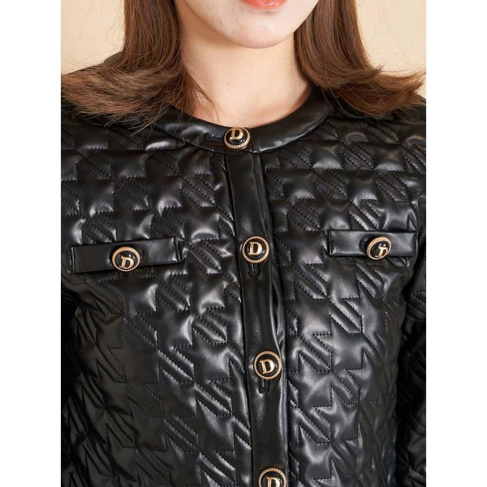 現貨 / 猫日屋💖日單Darich💖有標~ 1萬9日圓 !!! 日系甜美無領輕量壓摺合身皮外套 編號ZA1947-細節圖7