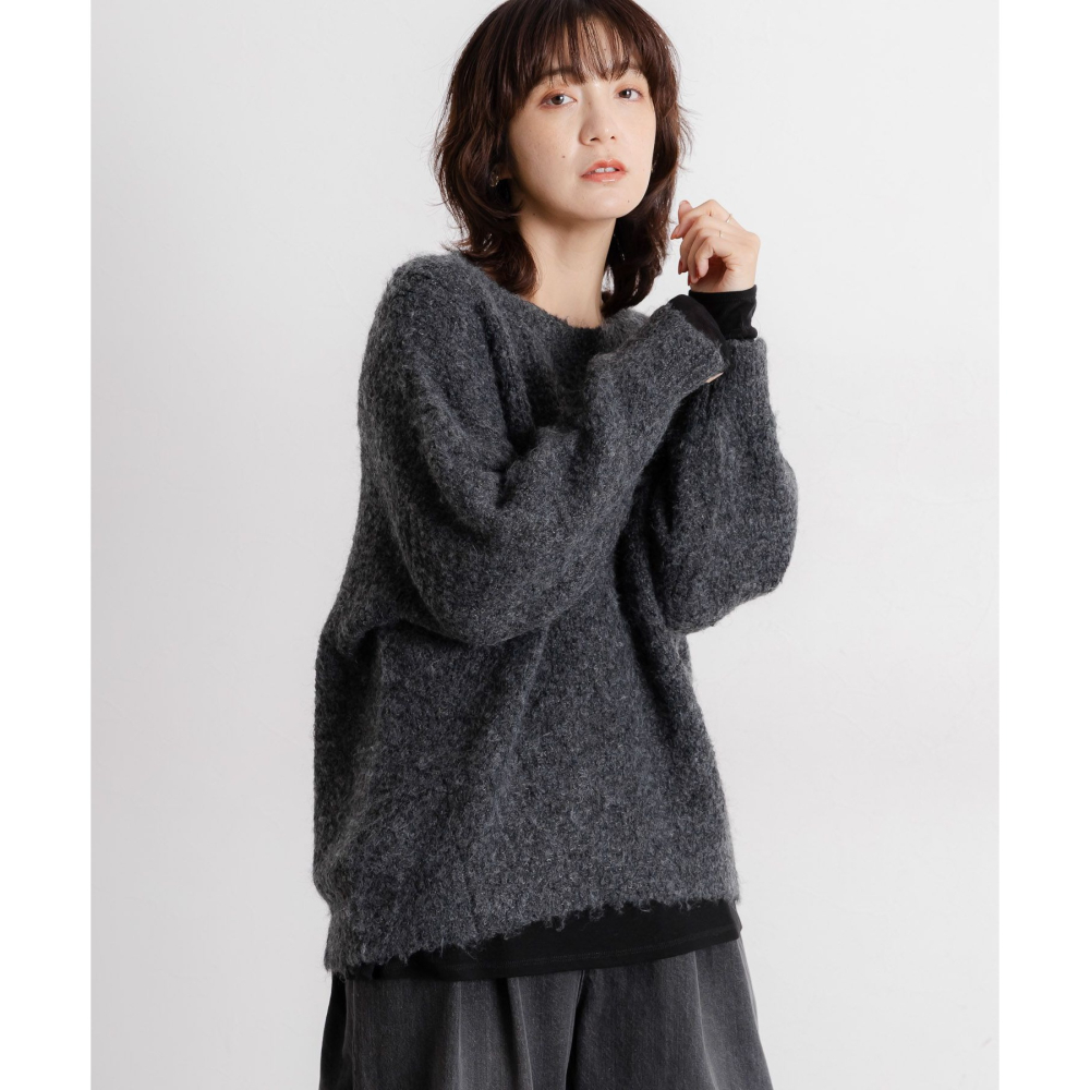 現貨 猫日屋🇯🇵日單studio CLIP / 3標齊全 日系圓領羊毛混紡圈圈毛針織上衣 編號ZA2588-細節圖3