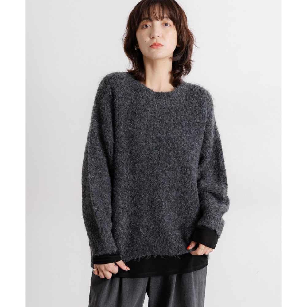 現貨 猫日屋🇯🇵日單studio CLIP / 3標齊全 日系圓領羊毛混紡圈圈毛針織上衣 編號ZA2588-細節圖4