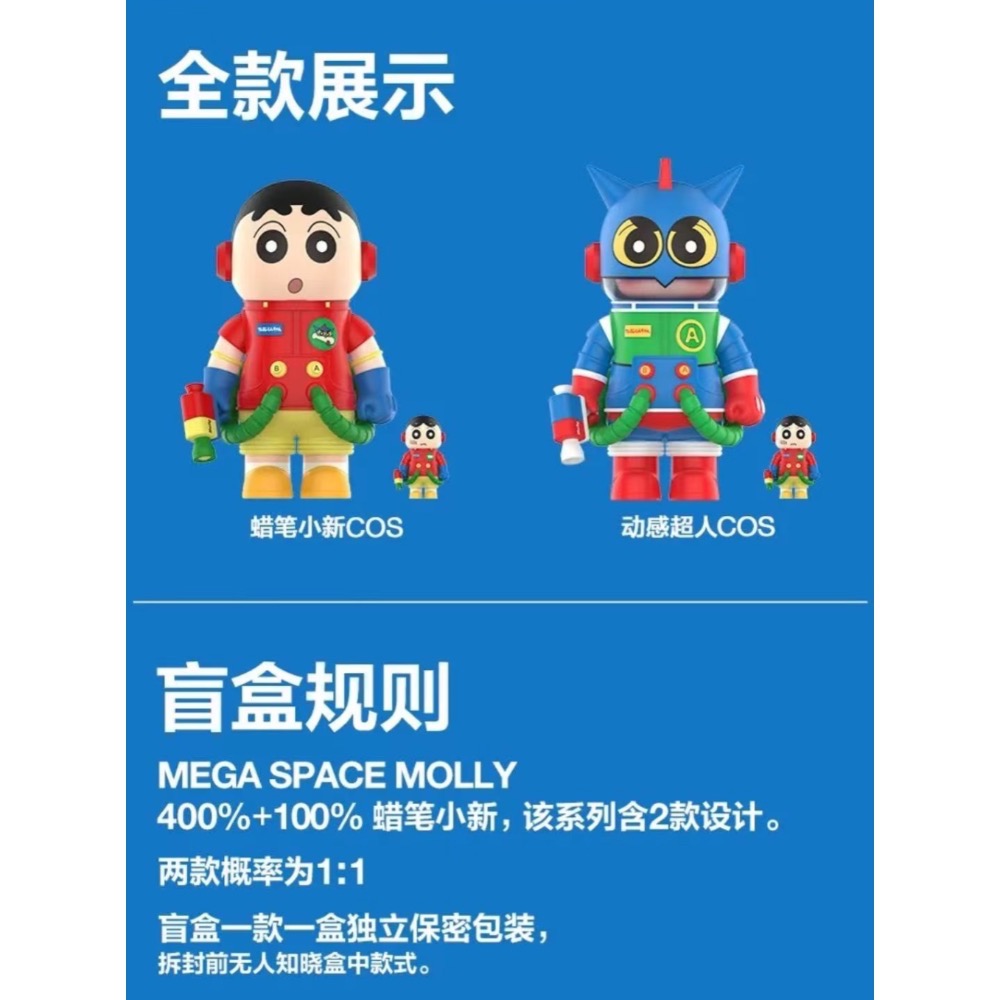 現貨 Mega Space Molly 蠟筆小新 400%+100% 盲盒-細節圖5