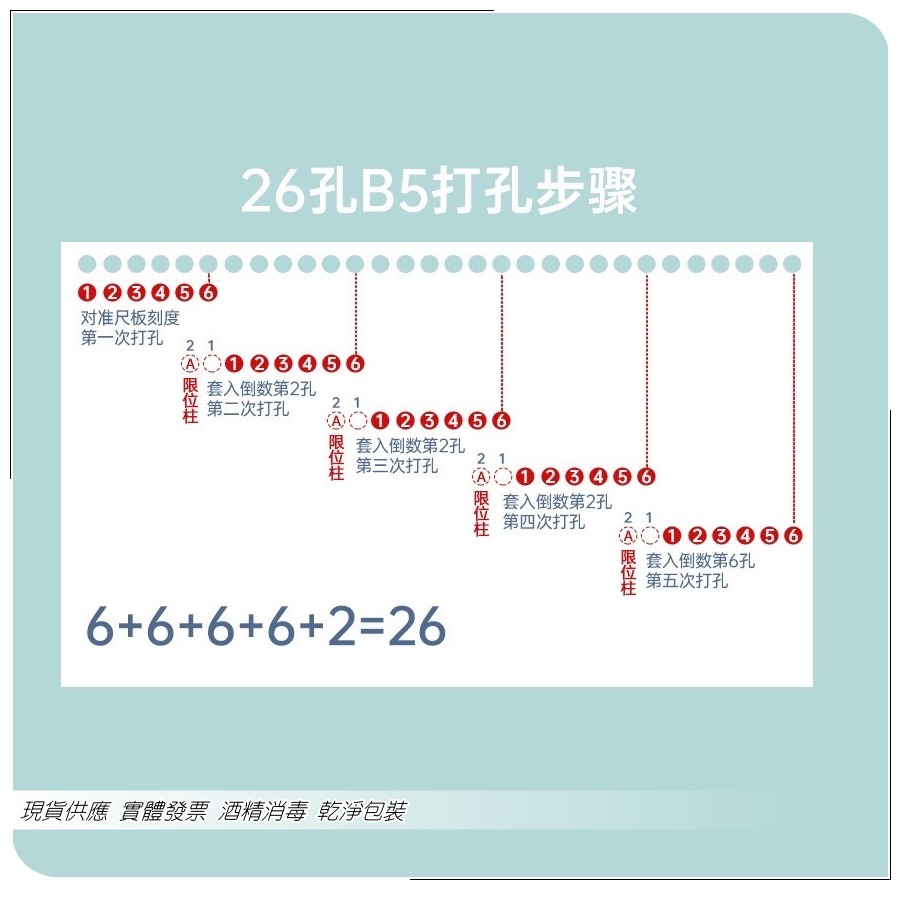 簡易購 【 現貨供應 】 打孔機 6孔 攜帶型 輕量型 MINI 馬卡龍色系 多孔 A4 A5 B5 可得優-細節圖6