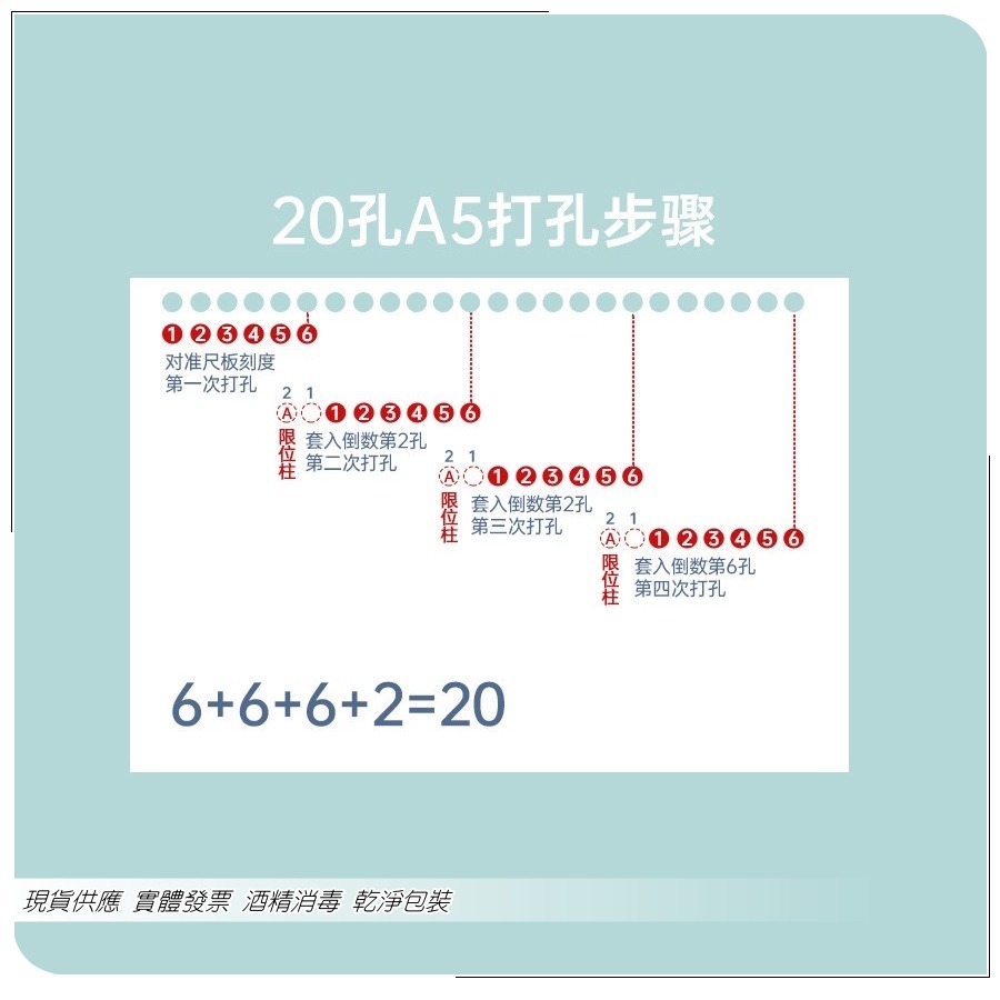 簡易購 【 現貨供應 】 打孔機 6孔 攜帶型 輕量型 MINI 馬卡龍色系 多孔 A4 A5 B5 可得優-細節圖7