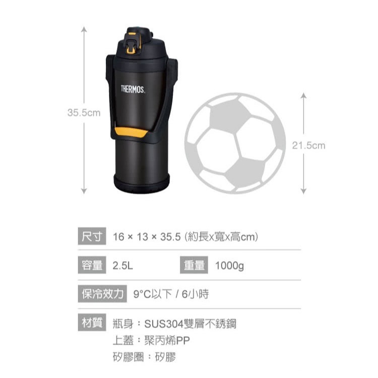 THERMOS 膳魔師 不鏽鋼 彈蓋 真空 保冷瓶 保溫瓶 2500ml (兩色任選) 保冷杯 保溫杯 FFV-2501-細節圖2