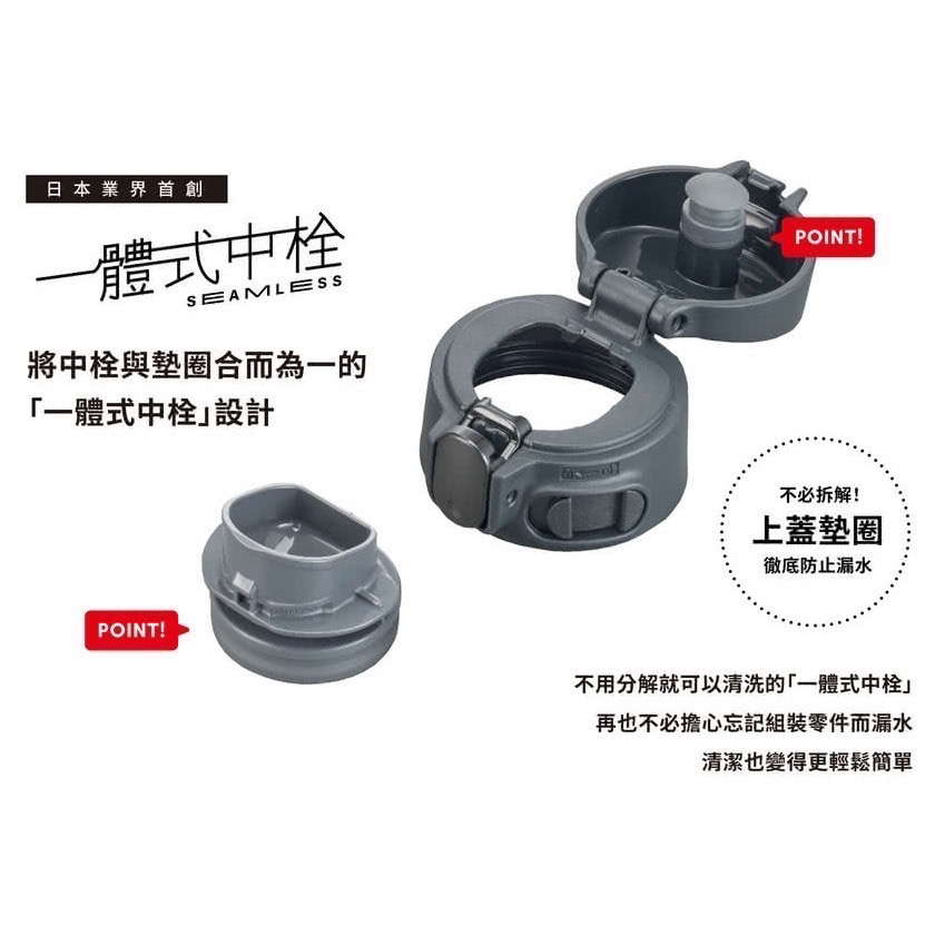 ZOJIRUSHI 象印 304 不鏽鋼 超輕量 彈蓋 一體式中栓 保溫杯 保溫瓶 720ml (SM-VA72EMM)-細節圖2