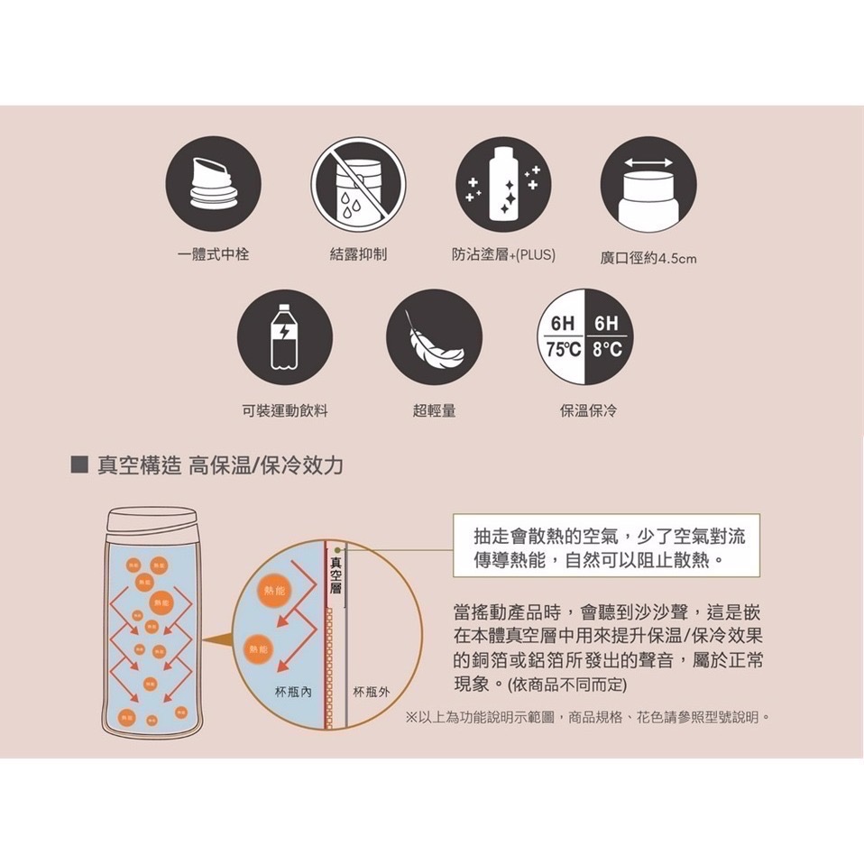 ZOJIRUSHI 象印 304 不鏽鋼 超輕量 彈蓋 一體式中栓 保溫杯 保溫瓶 720ml (SM-VA72EMM)-細節圖4